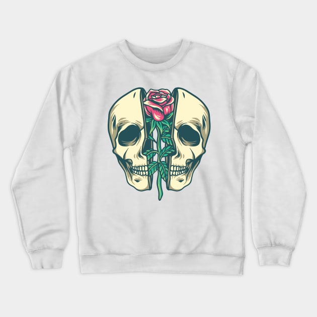 Skull and rose Crewneck Sweatshirt by Norzeatic